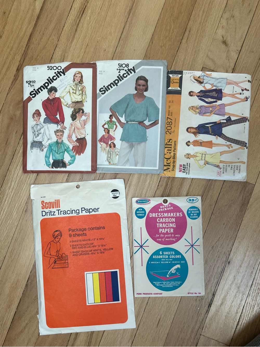 Vintage Sewing Patterns and Tracing Papers Bundle